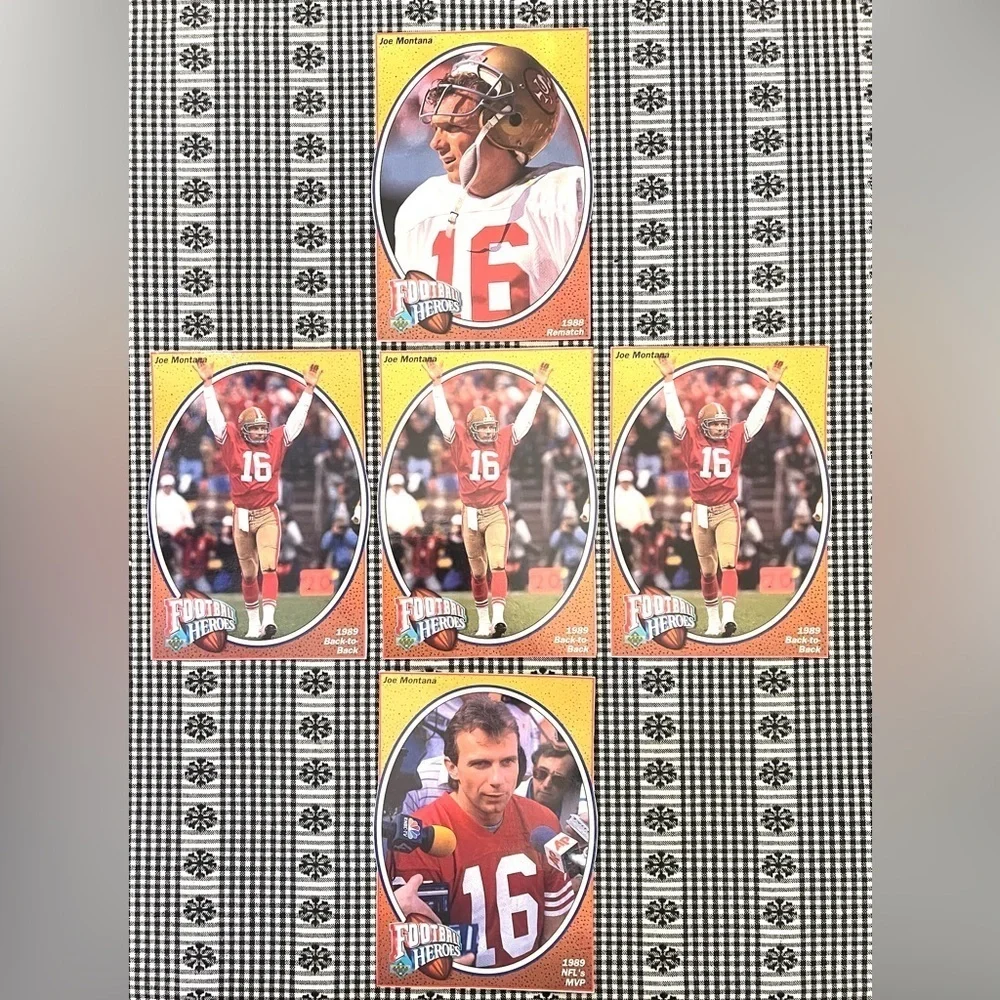 5 JOE MONTANA 1980s Upper Deck Football Heroes Box Bottom Cards 5x7” Blank Back - Picture 3 of 4